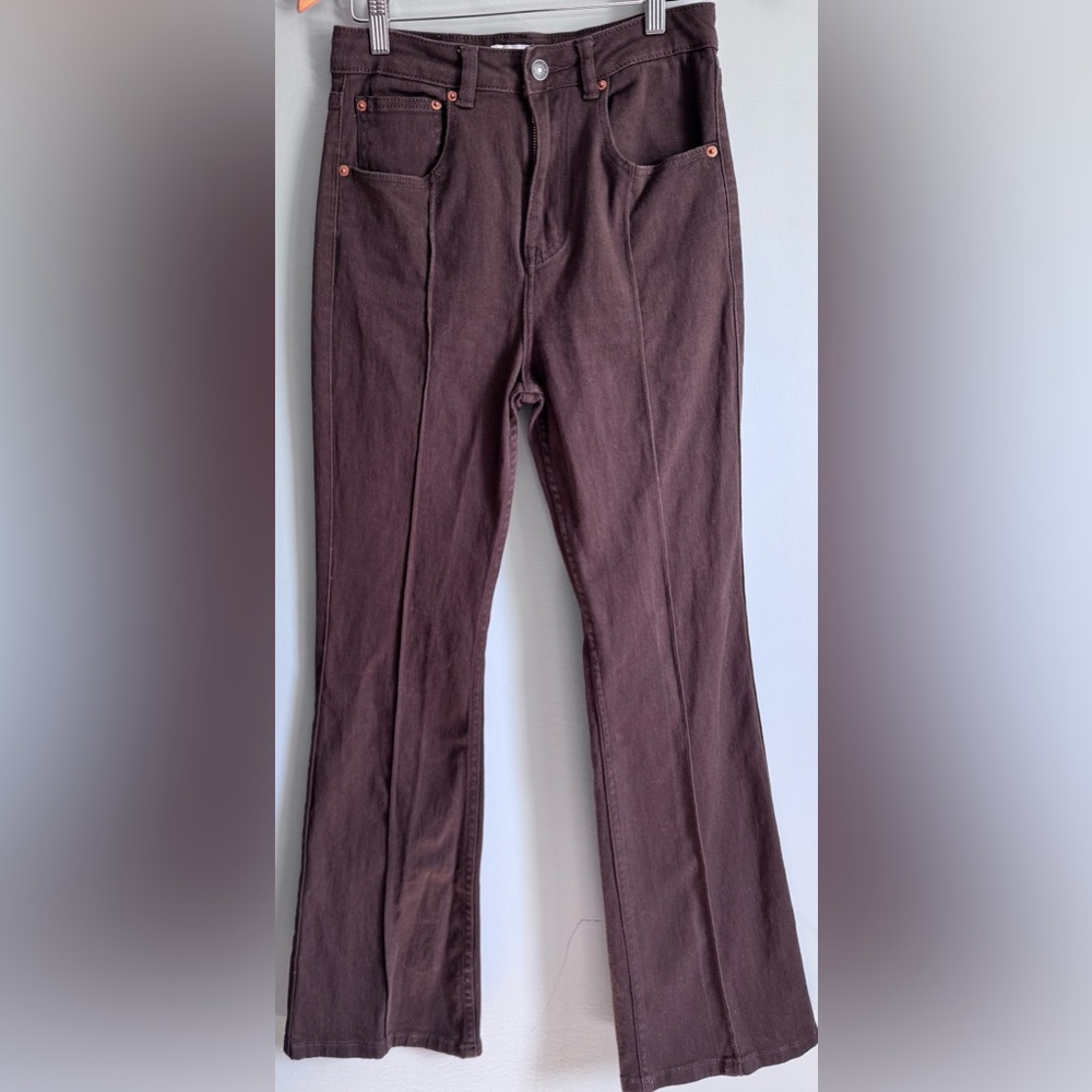 Motel Denim Brown Flare Jeans Size Medium High Rise Bootcut